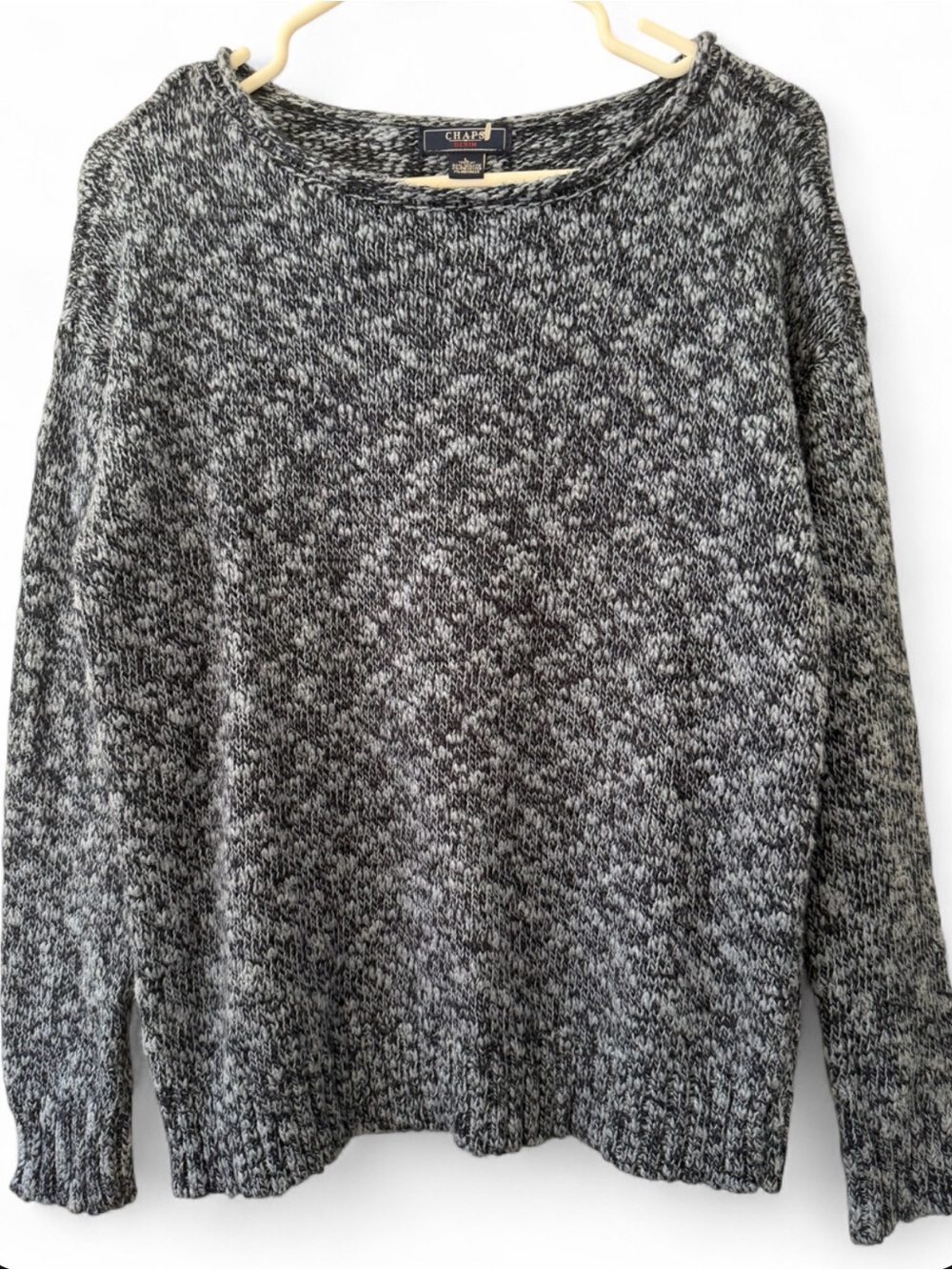 CHAPS denim women’s blue and black marled knit sweater size L